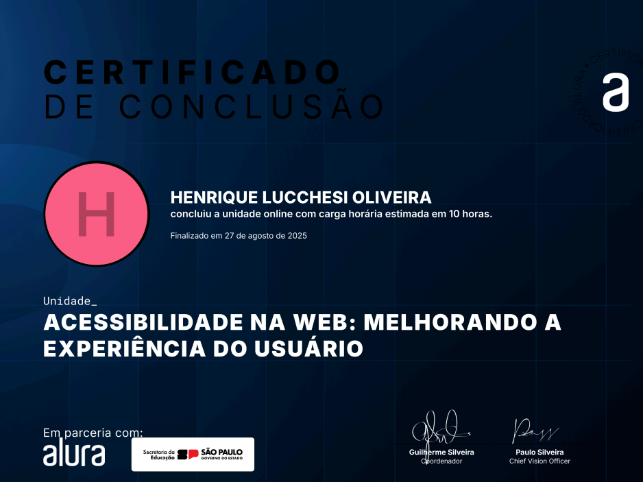 Certificado 8 - Acessibilidade Web