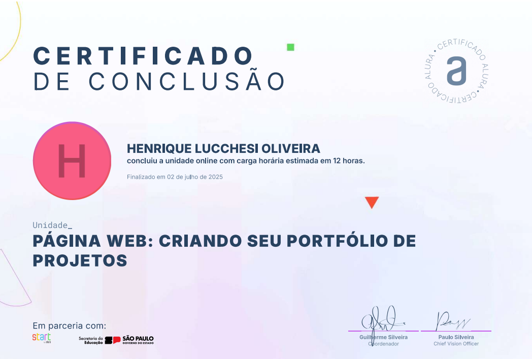 Certificado 6 - Portfólio