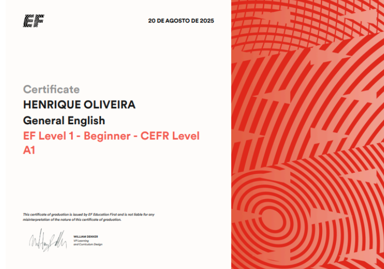Certificado inglês EF